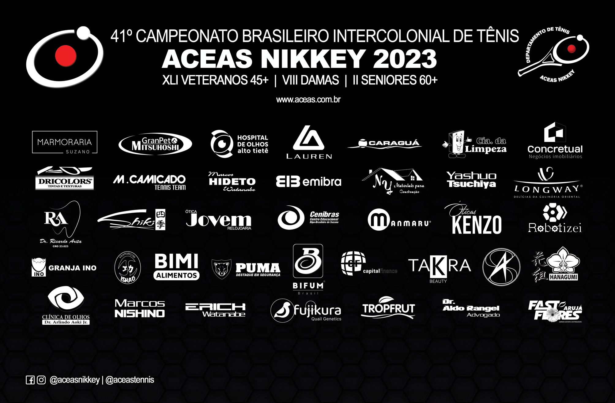 Patrocinadores do 41º Campeonato Brasileiro Intercolonial de Tênis Aceas Nikkey